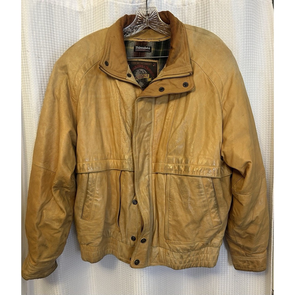 VTG 80s Wilsons Adventure Bound Bomber Leather Jacket Mens L Aviator Insulated